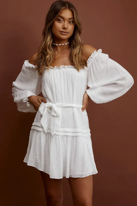 Sycamore Off- Shoulder Pintuck Dress White